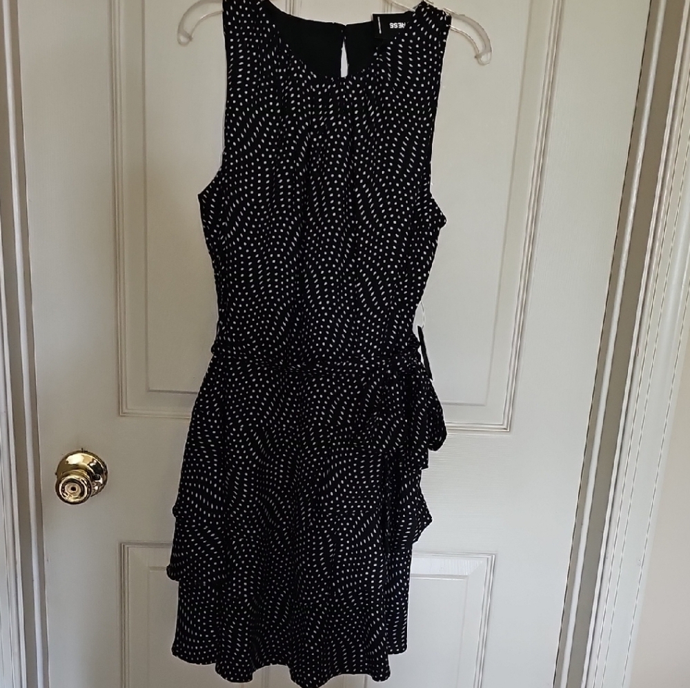 Express Black and White Ruffled Wrap Mini Dress